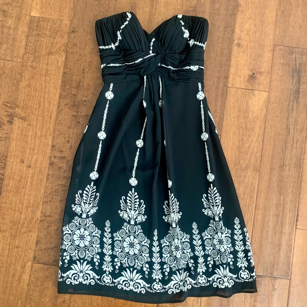 WHBM black white strapless dress size 0 XS